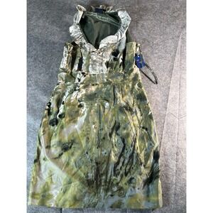Just Taylor Green Abstract Watercolor Ruffle‎ Neck Sleeveless Dress Size 4